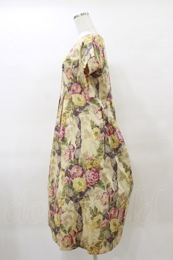 画像3: Jane Marple Dans Le Salon / Flower Wallpaperのエンパイアドレス  ベージュ H-25-04-11-1062-JM-OP-KB-ZH (3)