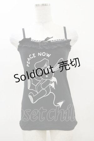 画像: PEACE NOW / プリントフリルキャミソール  黒 H-25-04-11-1009-PU-TO-KB-ZH
