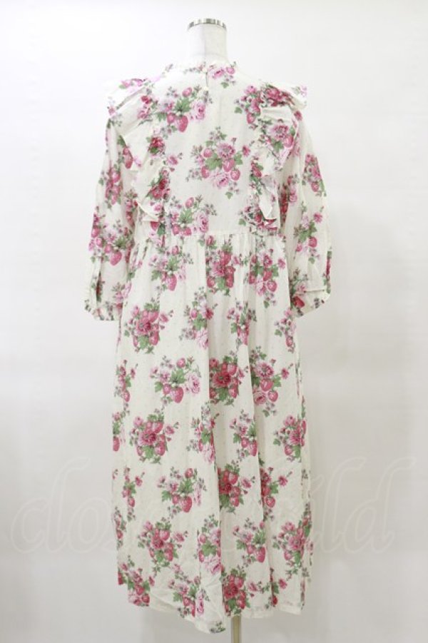 画像2: Jane Marple / Strawberries and flowersラッフルフリルドレス  オフ H-25-04-11-1072-JM-OP-KB-ZH (2)
