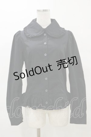 画像: PEACE NOW / フリル丸襟ブラウス  黒 H-25-04-11-1019-PU-BL-KB-ZH