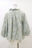 画像2: Jane Marple Dans Le Salon / Lawn Liberty Bubble Sleeve Blouse  オフ×ブルー H-25-04-11-1021-JM-BL-KB-ZH (2)