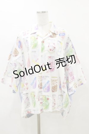 画像: MILKBOY / DRINK YOUシャツ  ホワイトベース×サックス H-25-04-11-1022-MB-TO-KB-ZH