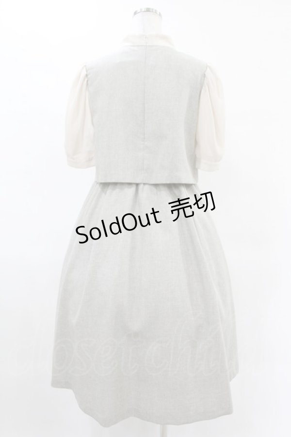 画像2: Maison de FLEUR Petite Robe canone / きみと約束ツイード風ワンピース M Gray Beige H-25-04-11-010-EL-OP-NS-ZH (2)