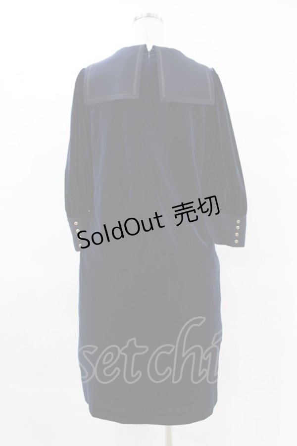 画像2: Maison de FLEUR Petite Robe canone / セーラーカラーベロアワンピース M Navy H-25-04-11-014-EL-OP-NS-ZH (2)