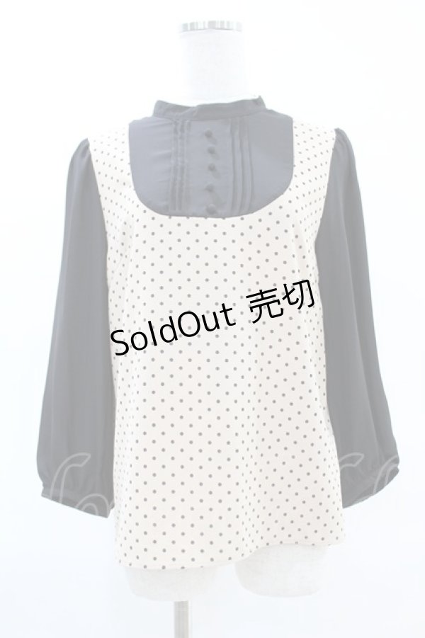 画像1: Maison de FLEUR Petite Robe canone / 雨傘が鳴るドットブラウス Free Beige H-25-04-11-022-EL-BL-NS-ZH (1)
