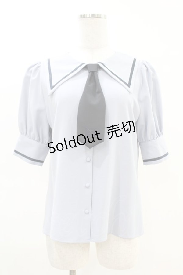 画像1: Maison de FLEUR Petite Robe canone / 学びを楽しむネクタイブラウス Free Blue H-25-04-11-023-EL-BL-NS-ZH (1)