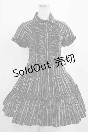 画像: ALGONQUINS / ストライプシャツワンピース  黒 H-25-04-12-027-AL-OP-KB-ZH