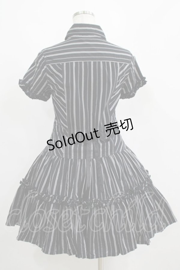 画像3: ALGONQUINS / ストライプシャツワンピース  黒 H-25-04-12-027-AL-OP-KB-ZH (3)