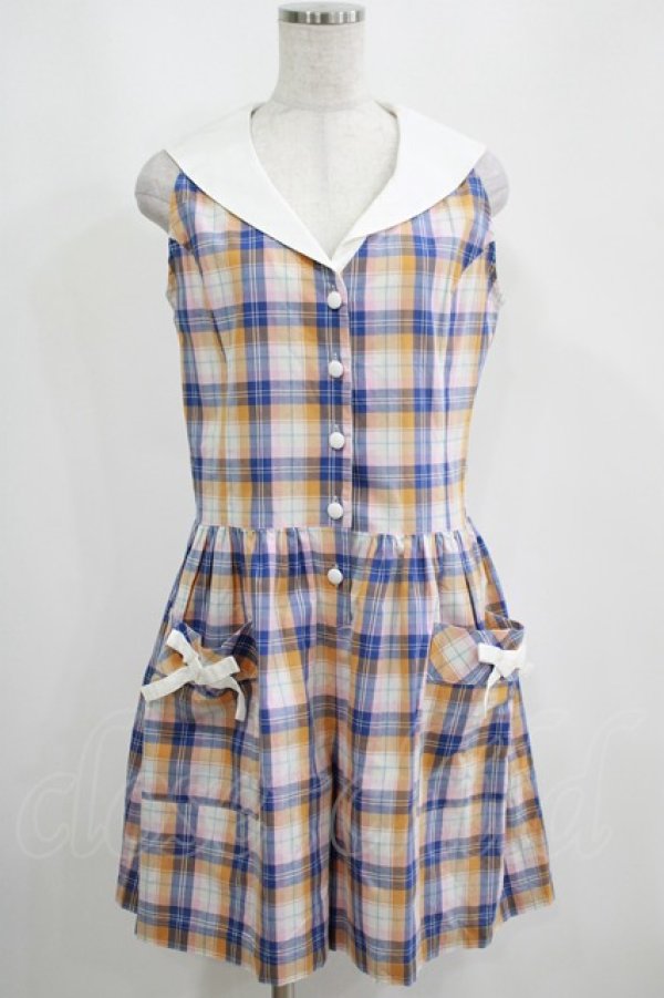 画像1: Katie / SHAKE A CHECK! play suit - ブルー H-25-04-12-031-LO-OP-KB-ZH (1)