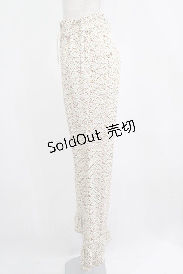 画像2: Candy Stripper / FLORAL GIRLY FRILL HEM FLARE PANTS  アイボリー H-25-04-12-043-PU-PA-KB-ZH (2)