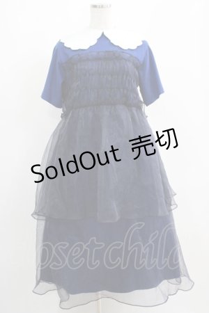 画像: Candy Stripper / SHEER SHIRRING DRESS 2 ネイビー H-25-04-12-005-PU-OP-KB-ZH