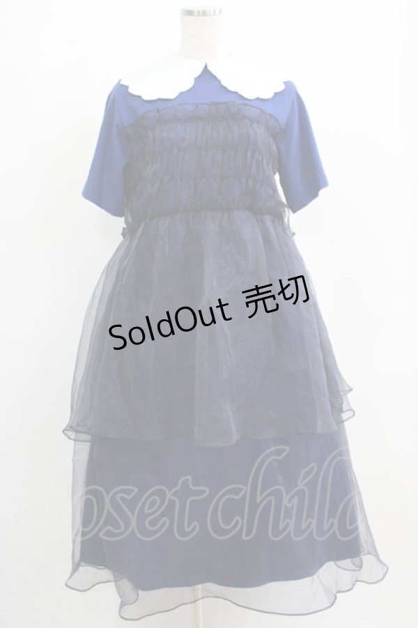 画像1: Candy Stripper / SHEER SHIRRING DRESS 2 ネイビー H-25-04-12-005-PU-OP-KB-ZH (1)