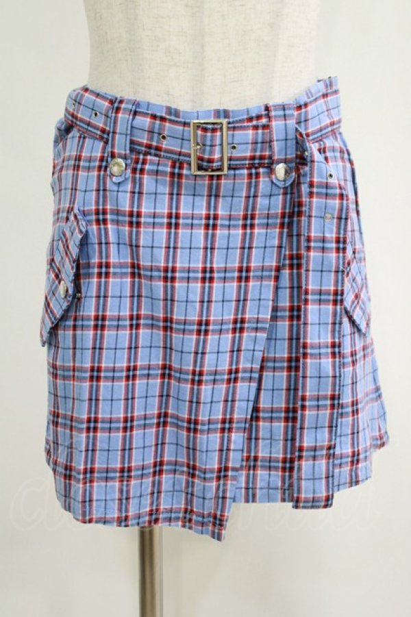 画像1: Candy Stripper / CHECK BELTED SKIRT S ブルー H-25-04-12-049-PU-SK-KB-ZH (1)