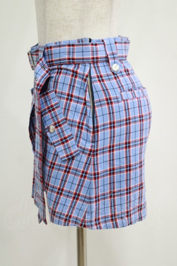 画像2: Candy Stripper / CHECK BELTED SKIRT S ブルー H-25-04-12-049-PU-SK-KB-ZH (2)