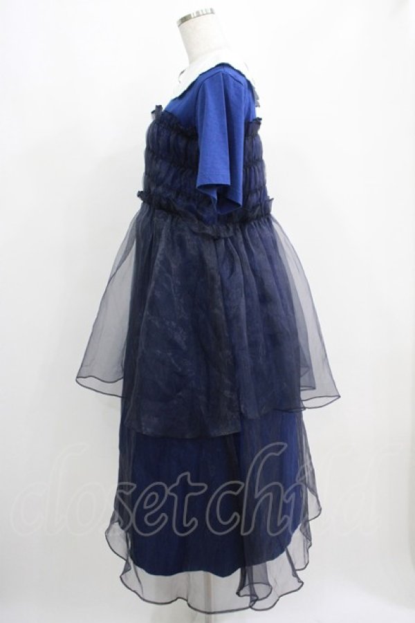 画像2: Candy Stripper / SHEER SHIRRING DRESS 2 ネイビー H-25-04-12-005-PU-OP-KB-ZH (2)