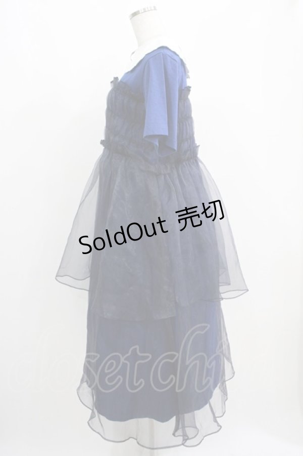 画像2: Candy Stripper / SHEER SHIRRING DRESS 2 ネイビー H-25-04-12-005-PU-OP-KB-ZH (2)
