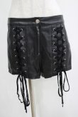 画像1: KILL STAR / レースアップフェイクレザーショートパンツ L 黒 H-25-04-12-053-SL-PA-KB-ZH (1)