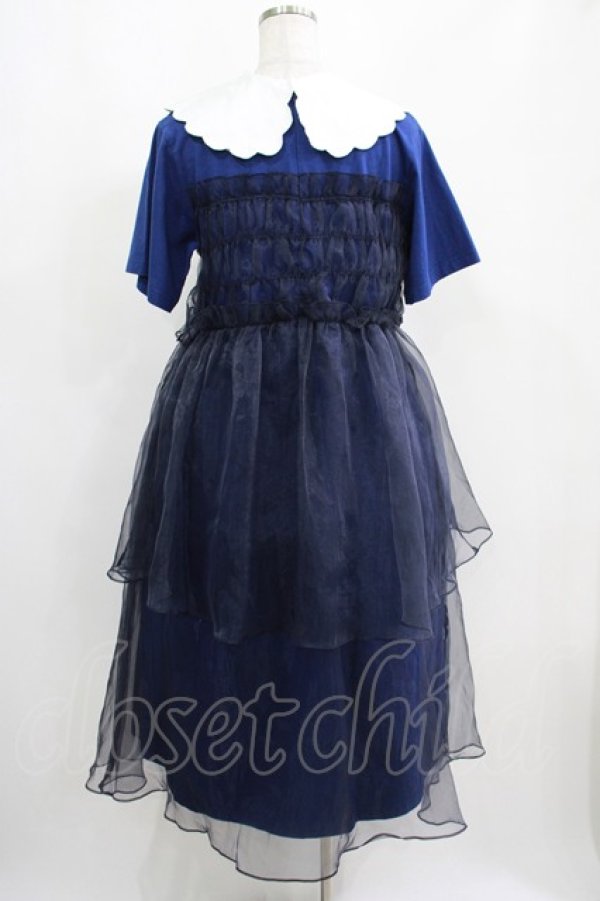画像3: Candy Stripper / SHEER SHIRRING DRESS 2 ネイビー H-25-04-12-005-PU-OP-KB-ZH (3)