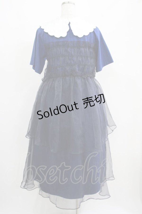 画像3: Candy Stripper / SHEER SHIRRING DRESS 2 ネイビー H-25-04-12-005-PU-OP-KB-ZH (3)