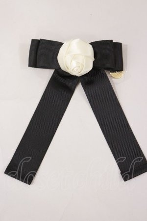 画像: Maison de FLEUR / ローズグログランリボンバレッタ  ブラック H-25-04-12-1021-LO-AC-NS-ZH