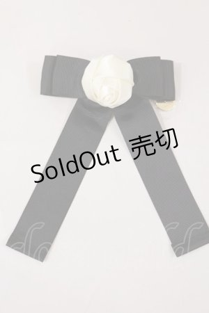 画像: Maison de FLEUR / ローズグログランリボンバレッタ  ブラック H-25-04-12-1021-LO-AC-NS-ZH