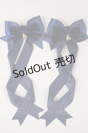 画像: Amavel / 仔猫とティーカップコレクションリボンバレッタセット  ネイビー H-25-04-12-1022-CA-AC-NS-ZH