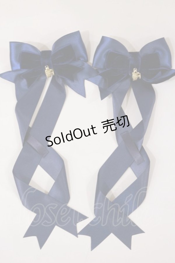 画像1: Amavel / 仔猫とティーカップコレクションリボンバレッタセット  ネイビー H-25-04-12-1022-CA-AC-NS-ZH (1)