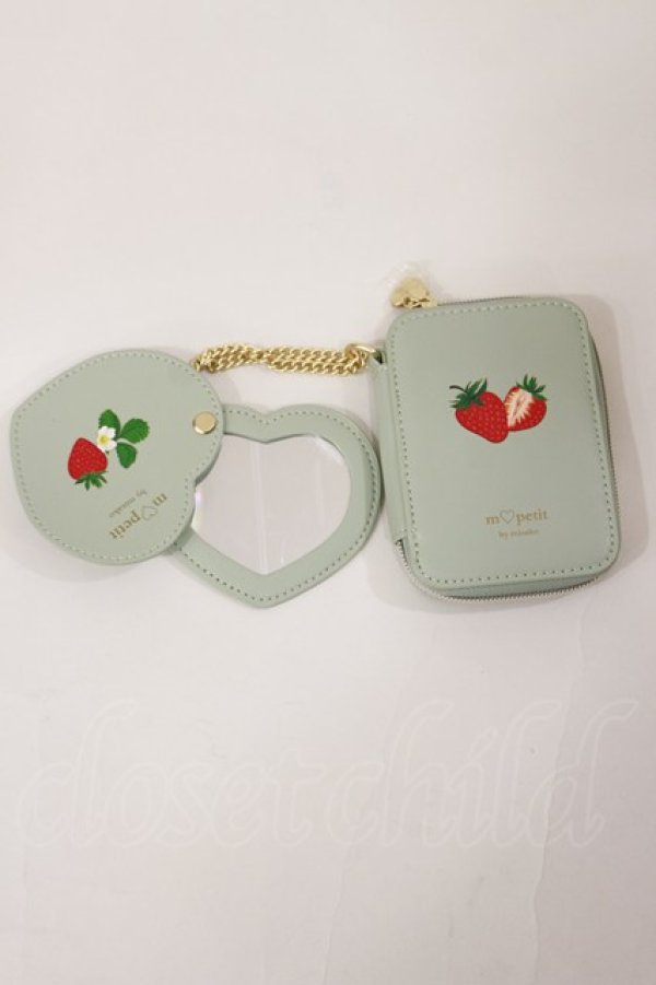 画像2: m petit by misako / AMハートミラー付ポーチ+ミラー付きケース  ミント/ピンク H-25-04-12-1003-LO-ZA-NS-ZH (2)