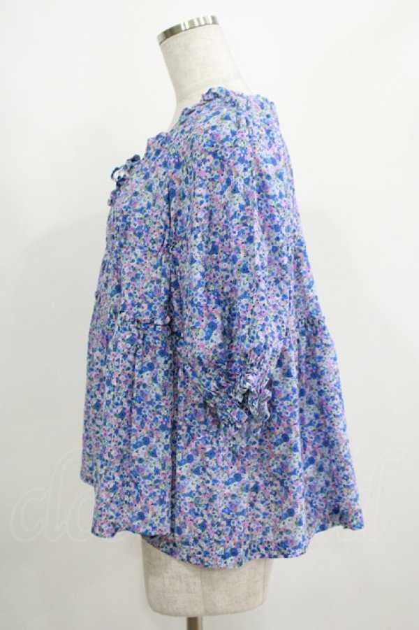 画像2: Jane Marple / Bonjour Millefleursスモックブラウス  ブルー H-25-04-12-062-JM-BL-KB-ZH (2)