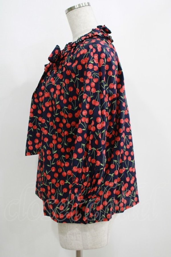 画像2: Jane Marple Dans Le Salon / Falling cherriesパフィーブラウス  navy H-25-04-12-063-JM-BL-KB-ZH (2)