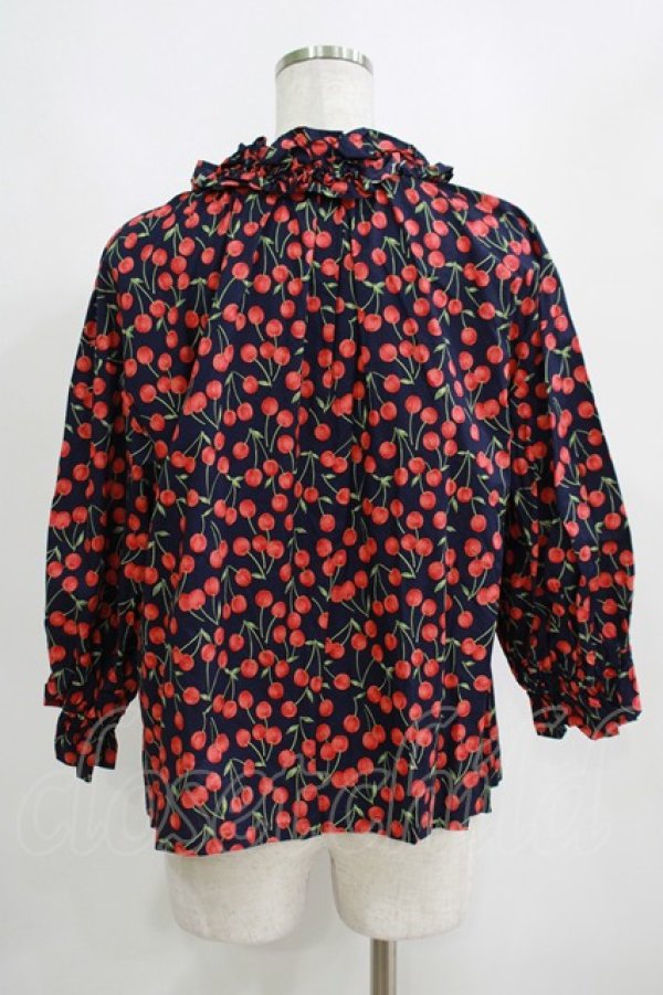 画像3: Jane Marple Dans Le Salon / Falling cherriesパフィーブラウス  navy H-25-04-12-063-JM-BL-KB-ZH (3)