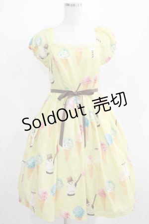 画像: Leur Getter / コーンアイス袖付ワンピース  イエロー H-25-04-12-008-LU-OP-KB-ZH