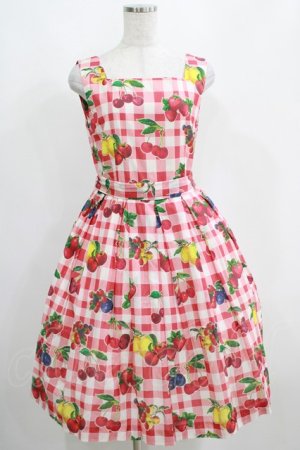 画像: Jane Marple / フルーツピクニックスクエアドレス  レッド H-25-04-12-011-JM-OP-KB-ZH