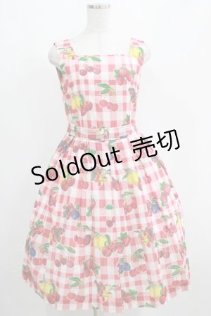 画像: Jane Marple / フルーツピクニックスクエアドレス  レッド H-25-04-12-011-JM-OP-KB-ZH