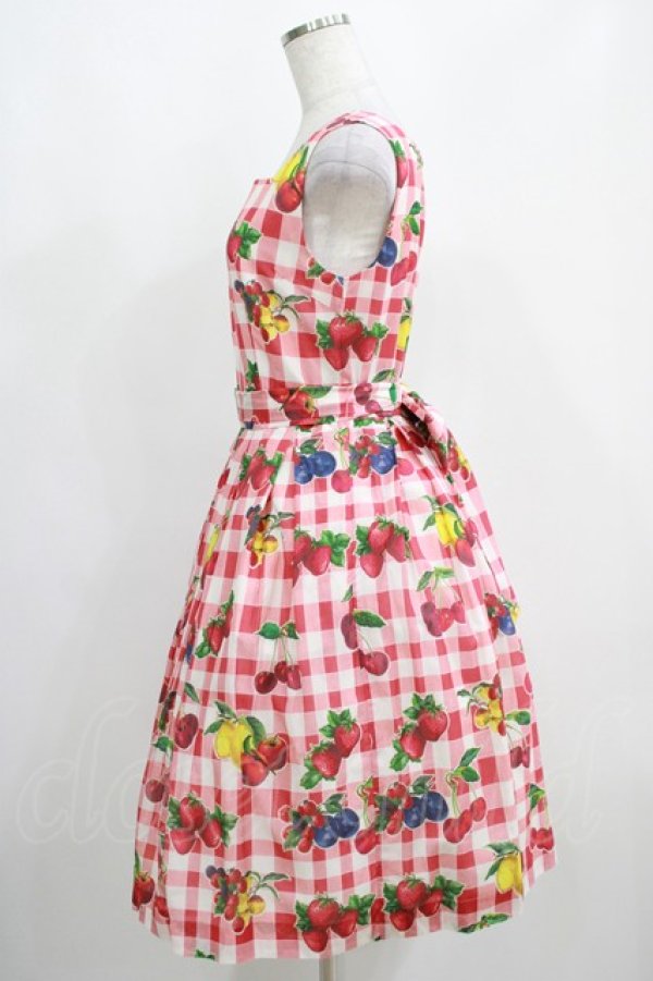 画像2: Jane Marple / フルーツピクニックスクエアドレス  レッド H-25-04-12-011-JM-OP-KB-ZH (2)