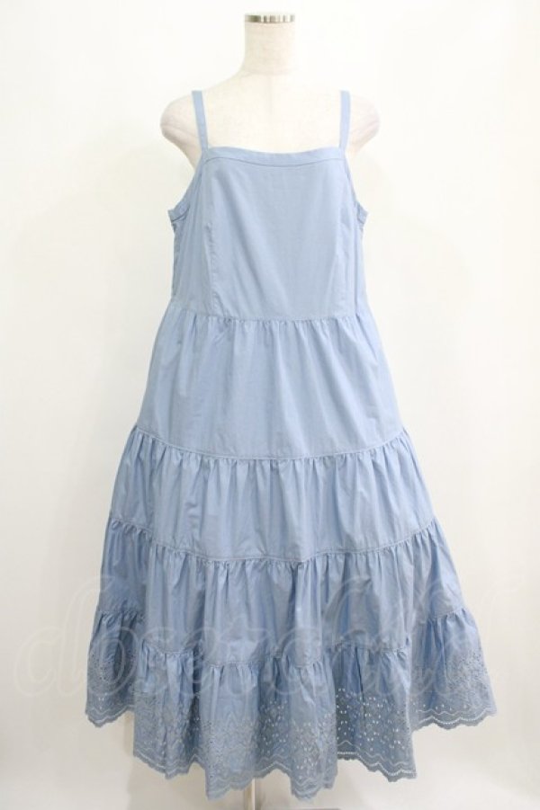 画像1: Jane Marple Dans Le Salon / Typewriter lace tiered dress  ブルー H-25-04-12-003-JM-OP-KB-ZH (1)