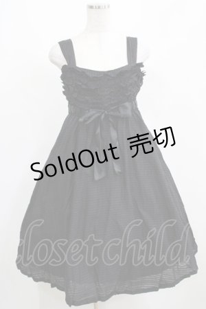 画像: Jane Marple / ストライプフリルノースリーブワンピース  黒 H-25-04-12-025-JM-OP-KB-ZH
