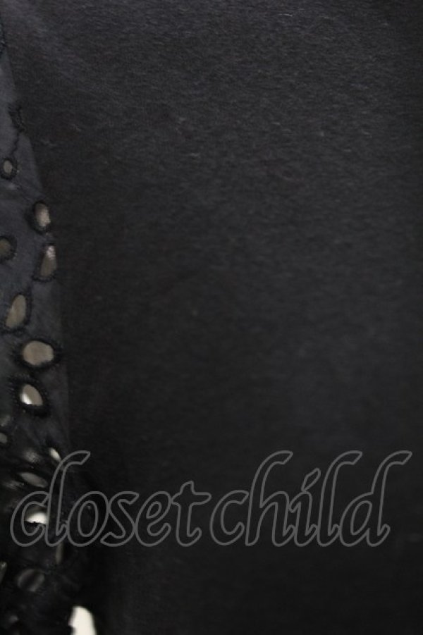 画像3: Jane Marple / アイレットレーススリーブのTシャツ Free クロ H-25-04-13-029-JM-TO-KB-ZH (3)