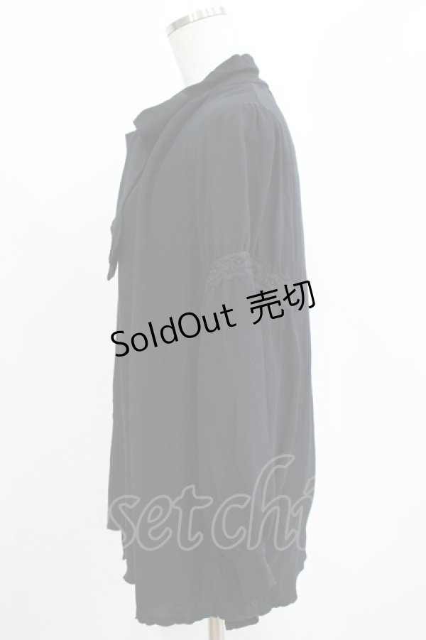 画像2: axes femme / 刺繍入りリボンロングブラウス M ブラック H-25-04-13-1032-AX-BL-NS-ZH (2)