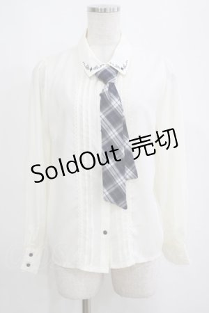 画像: axes femme POETIQUE / ネクタイ付トランプ刺繍ブラウス M 生成り/ネイビー H-25-04-13-1034-AX-BL-NS-ZH