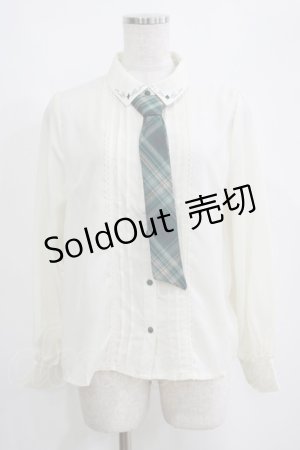 画像: axes femme POETIQUE / ネクタイ付トランプ刺繍ブラウス M ベージュ/グリーン H-25-04-13-1035-AX-BL-NS-ZH