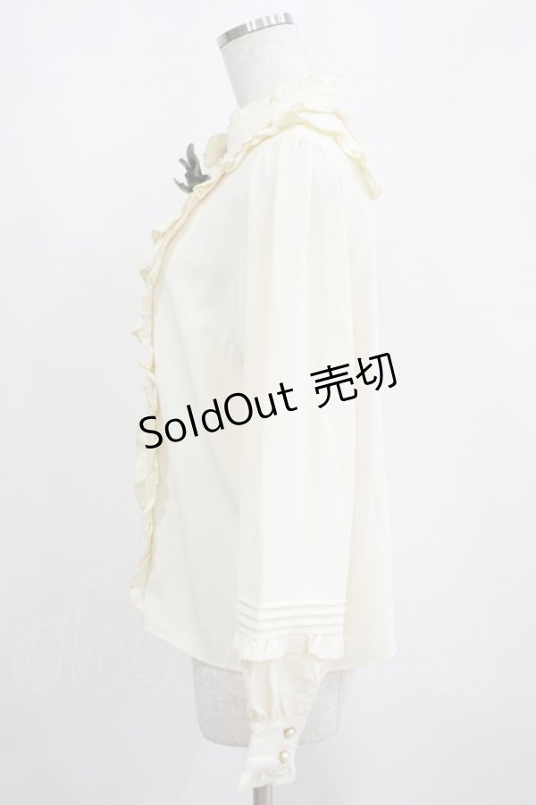画像2: Amavel / Vintage Doll フリルブラウス Free アイボリー/グリーン H-25-04-13-1038-CA-BL-NS-ZH (2)