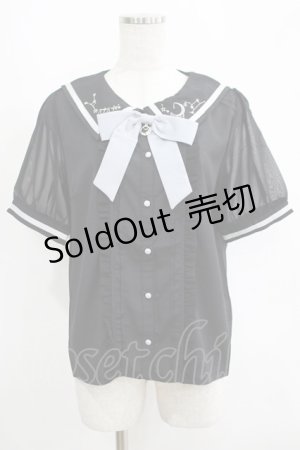 画像: axes femme POETIQUE / 星座刺繍セーラー襟ブラウス M ブラック H-25-04-13-1043-AX-BL-NS-ZH