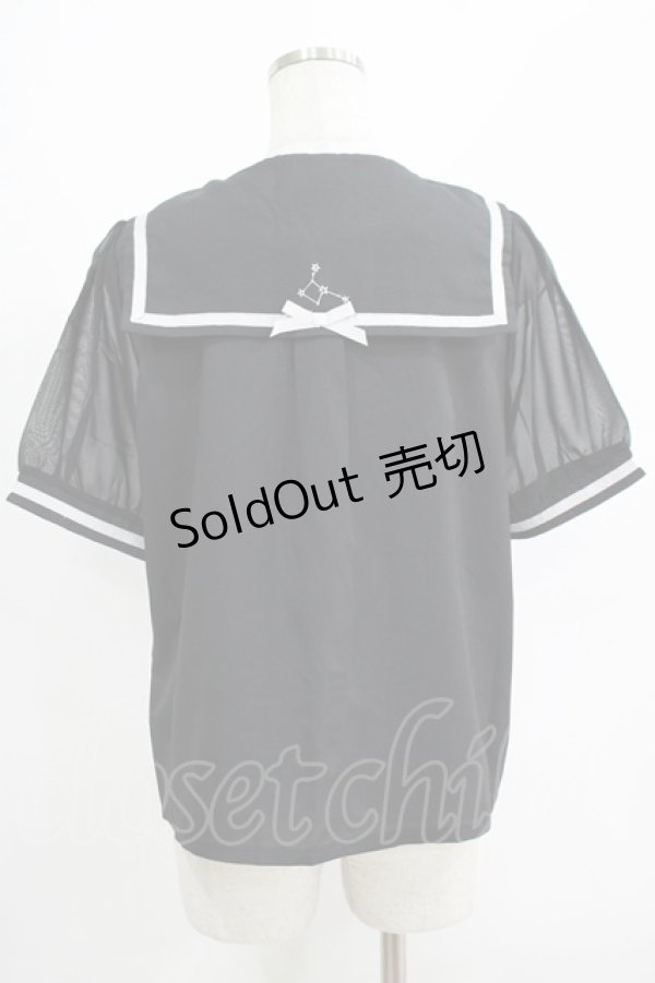 画像3: axes femme POETIQUE / 星座刺繍セーラー襟ブラウス M ブラック H-25-04-13-1043-AX-BL-NS-ZH (3)