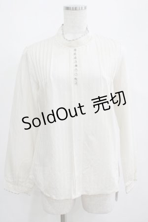 画像: an another angelus / 配色リボンレーススタンドカラーブラウス Free IVORY×GR H-25-04-13-1045-CA-BL-NS-ZH