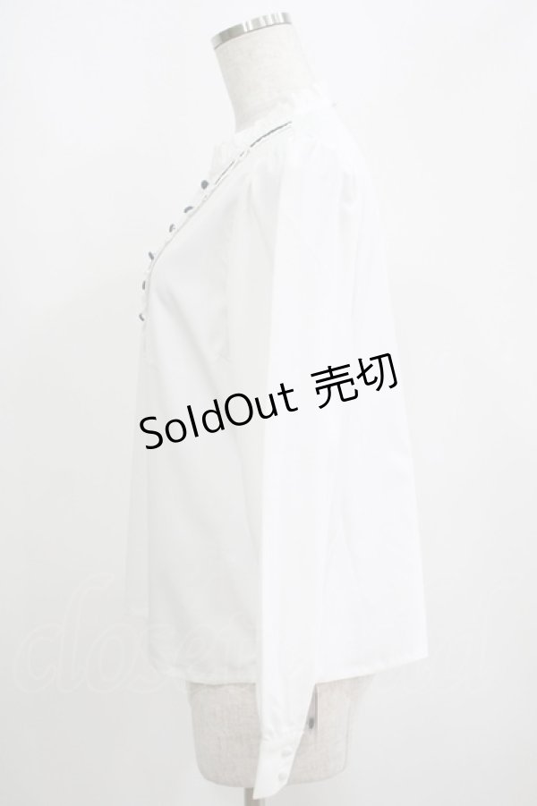 画像2: Fi.n.t / ピンタックヨーク配色ラインブラウス Free OFF×GY H-25-04-13-1048-CA-BL-NS-ZH (2)