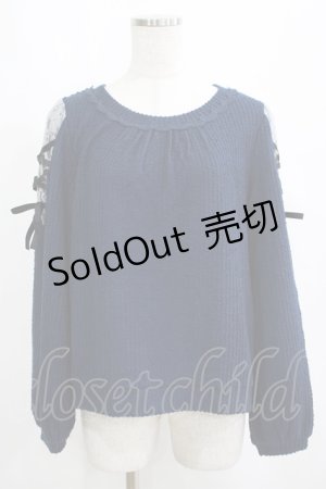 画像: axes femme / 袖レースアッププルオーバー M ネイビー H-25-04-13-1053-AX-TO-NS-ZH
