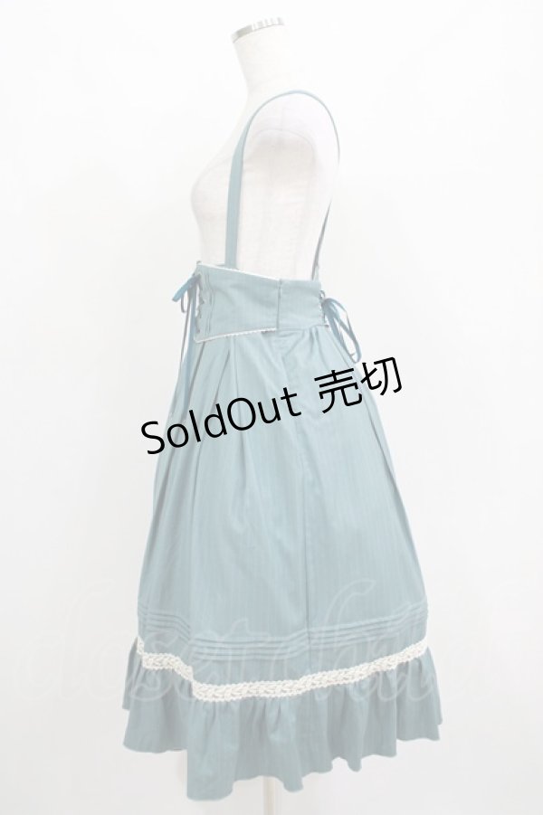 画像2: Amavel / Classical Doll サスペンダーミドルスカート Free ブルーグリーン H-25-04-13-1011-CA-SK-NS-ZH (2)