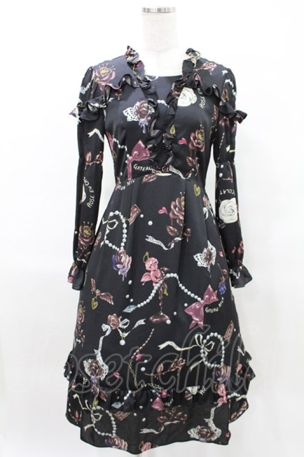 画像1: MILK / ショコラローズプリンセスドレス F ブラック H-25-04-13-008-ML-OP-ET-ZT245 (1)