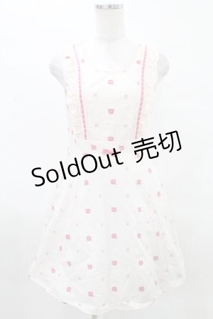 画像: Emily Temple cute / ローズ刺繍ノースリーブワンピース Free ピンク H-25-04-13-014-ET-OP-KB-ZH